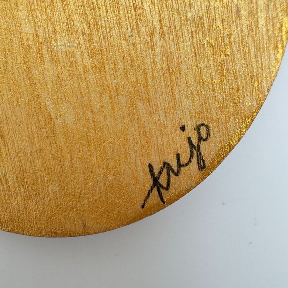 Handcrafted OOAK Red Medallion Ornament With Collage Design Floral Embellishment - Picture 4 of 10